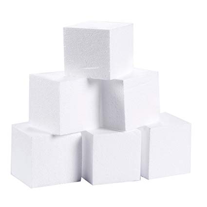 Craft Foam Cube - 4-Pack Square Polystyrene Foam Block Foam Brick For Sculpture, Modeling, DIY Arts And Crafts - White, 6 X 6 X 6 Inches